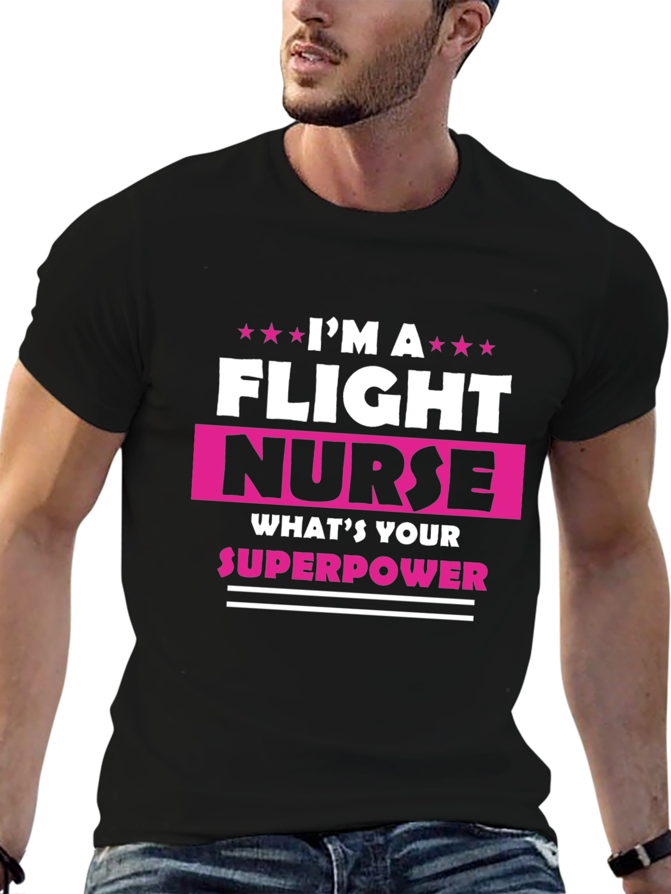 Flight Nurse Superpower Graphic Tee - Black