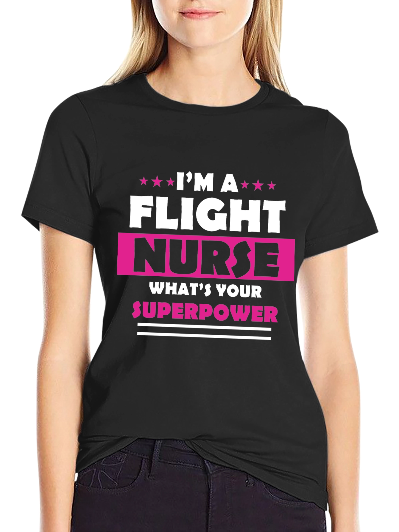Flight Nurse Superpower Graphic Tee - Black
