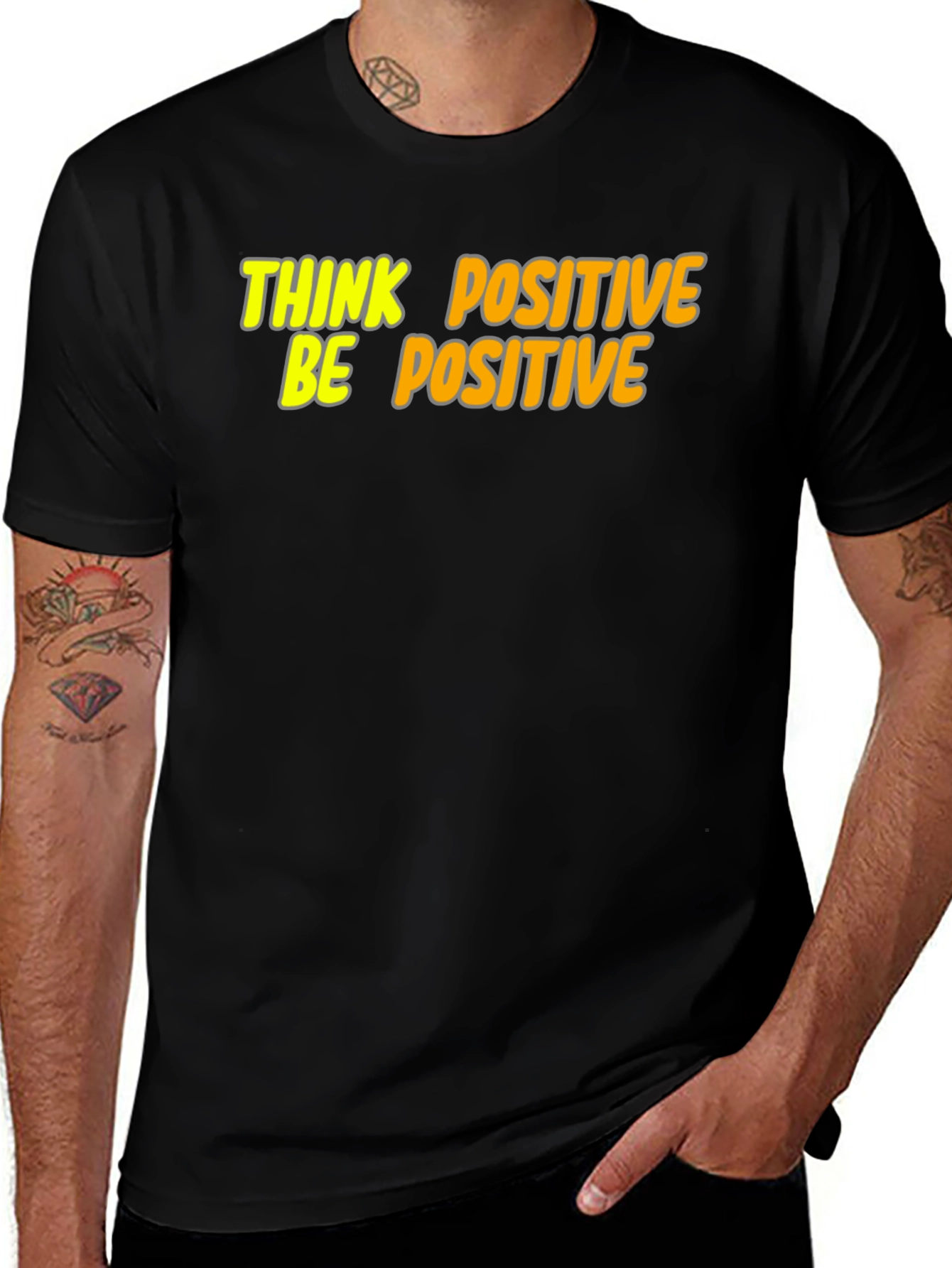 Think Positive Be Positive Graphic Tee - Black