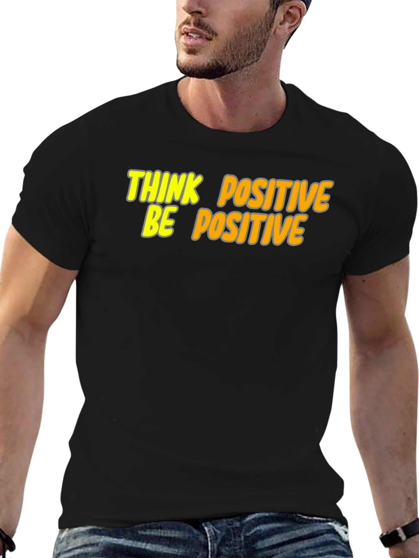 Think Positive Be Positive Graphic Tee - Black