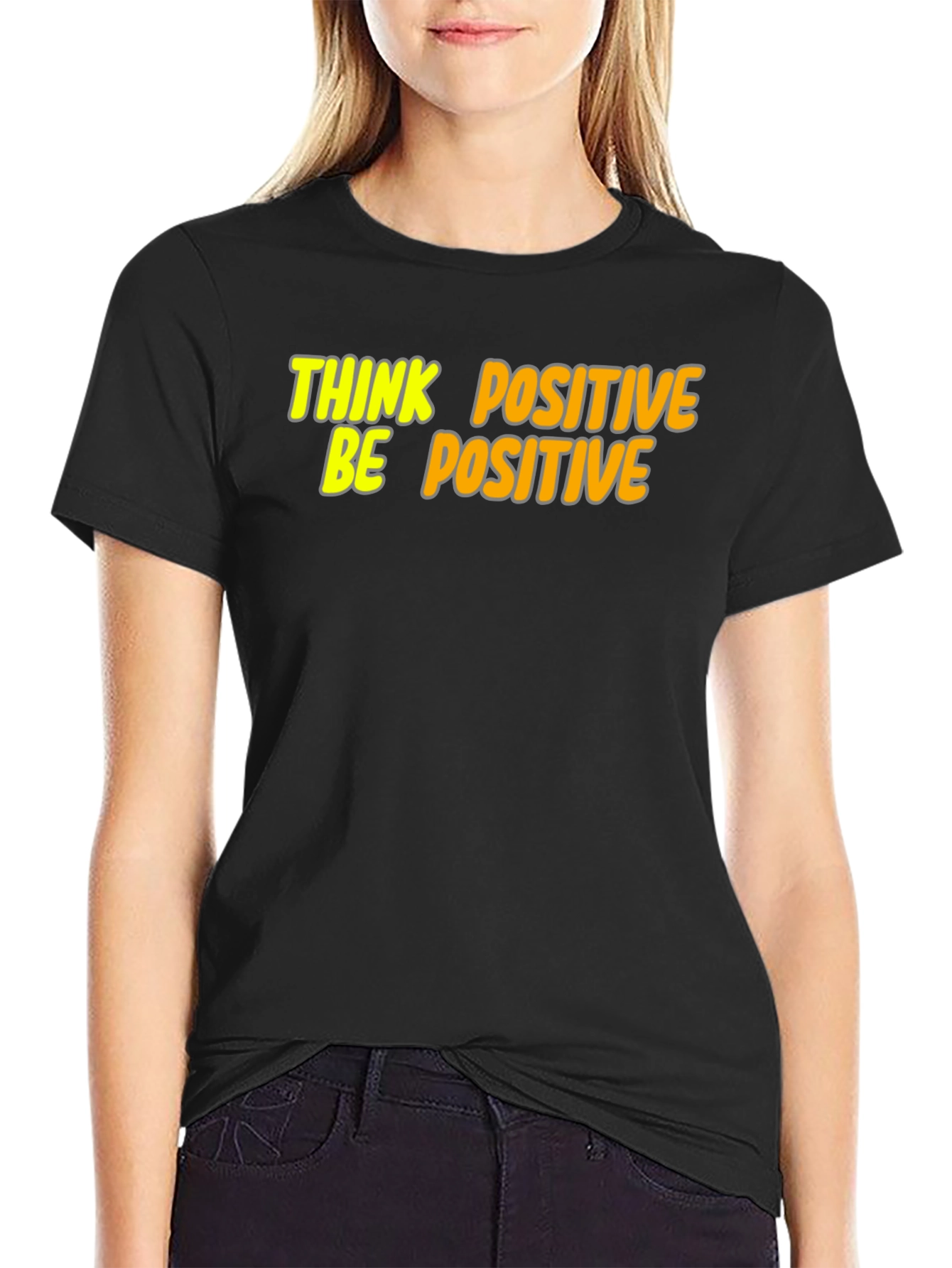 Think Positive Be Positive Graphic Tee - Black