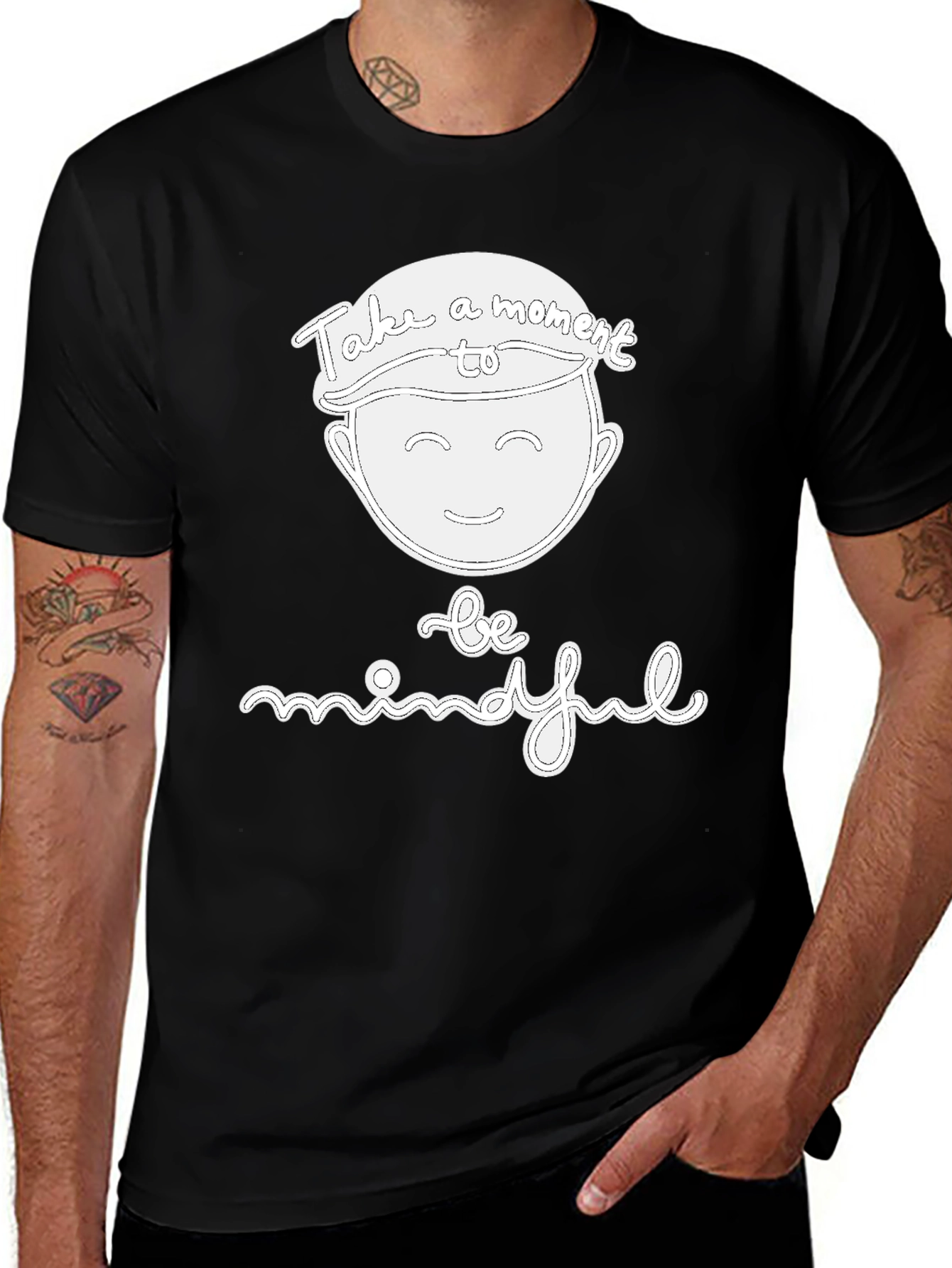 Mindful Moment Graphic T-Shirt - Black Casual Tee