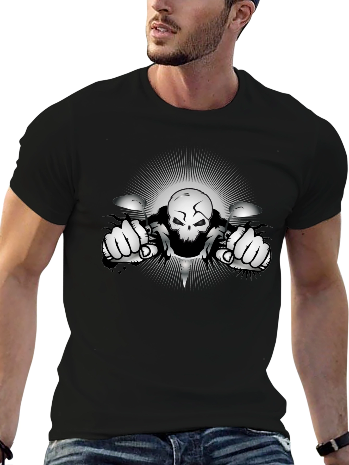 Skull Rider Graphic T-Shirt - Black