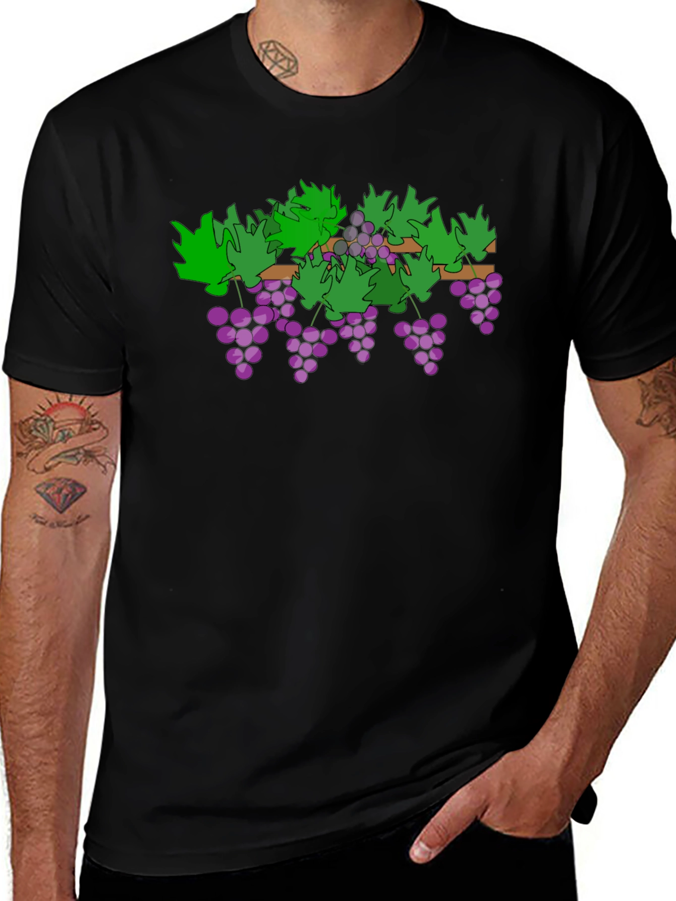 Grapes Graphic Black Tee - Unique Design