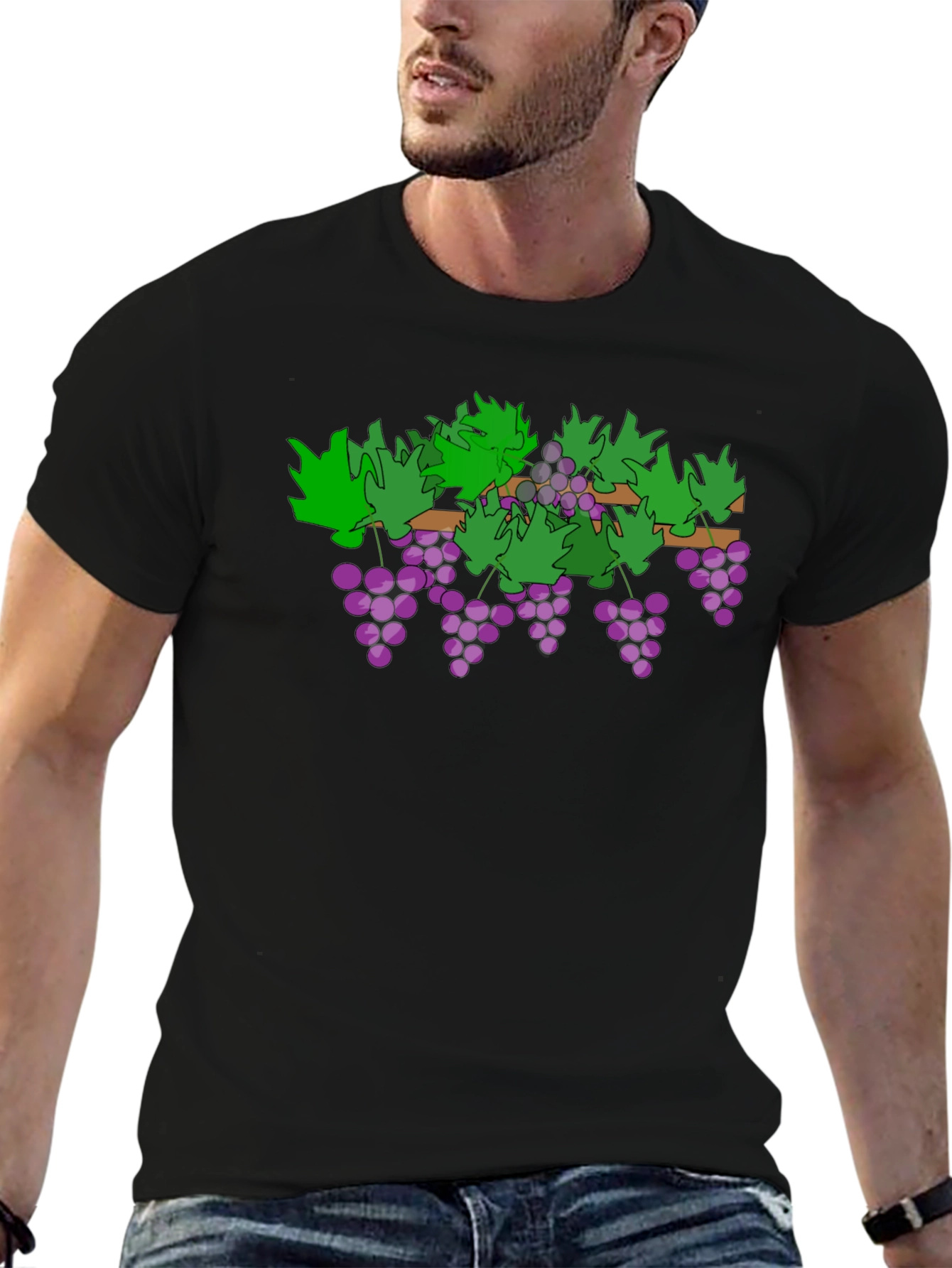 Grapes Graphic Black Tee - Unique Design