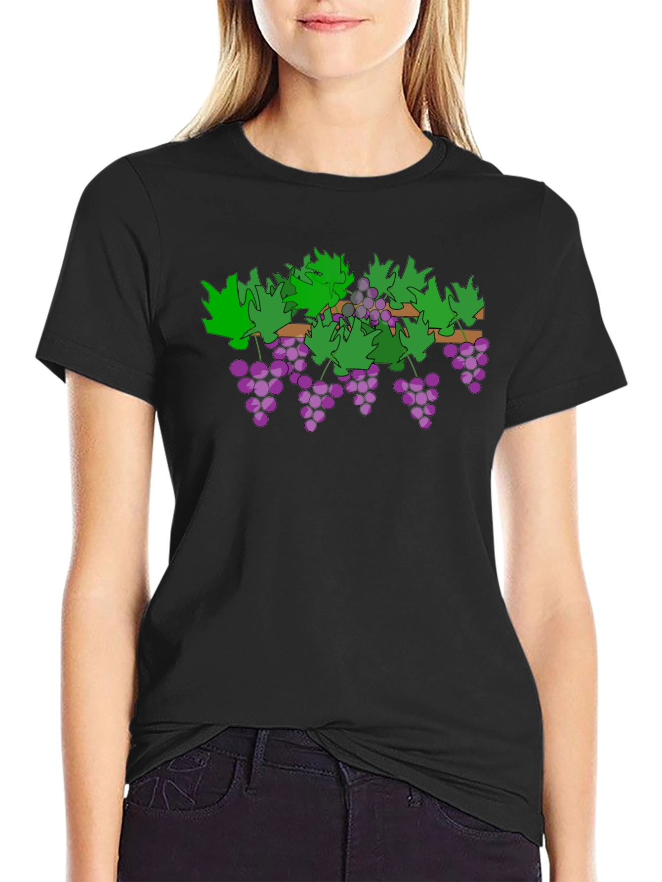 Grapes Graphic Black Tee - Unique Design