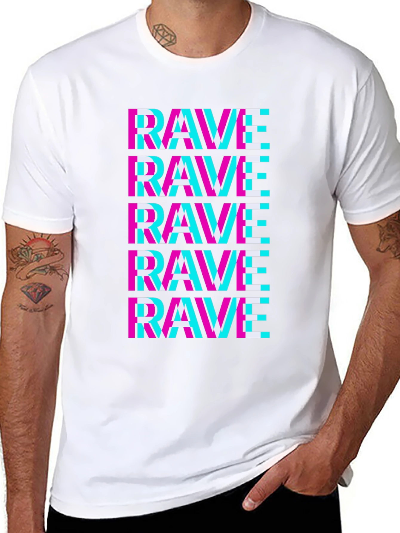 Rave Glitch T-Shirt - Neon Party Vibes