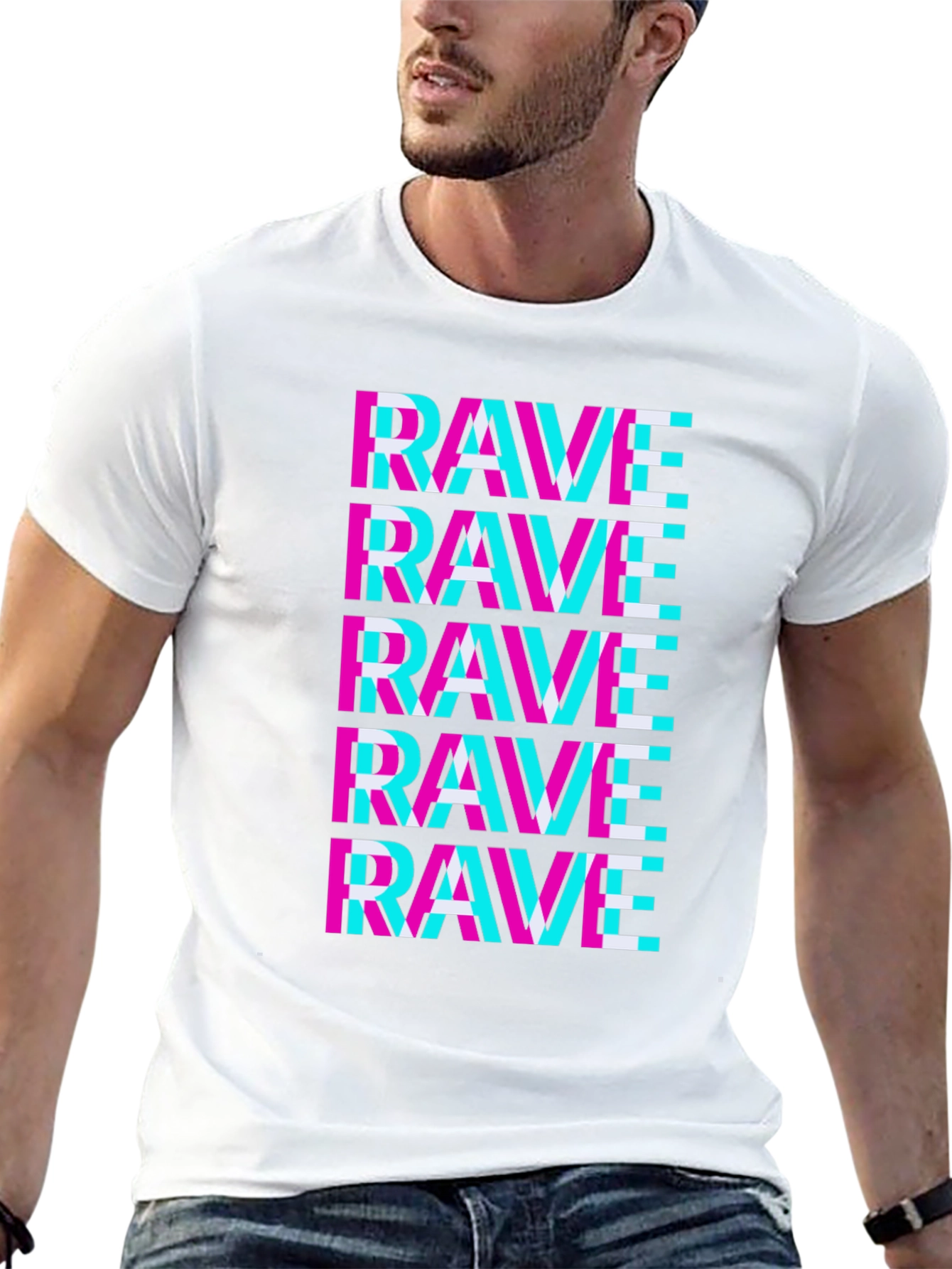 Rave Glitch T-Shirt - Neon Party Vibes
