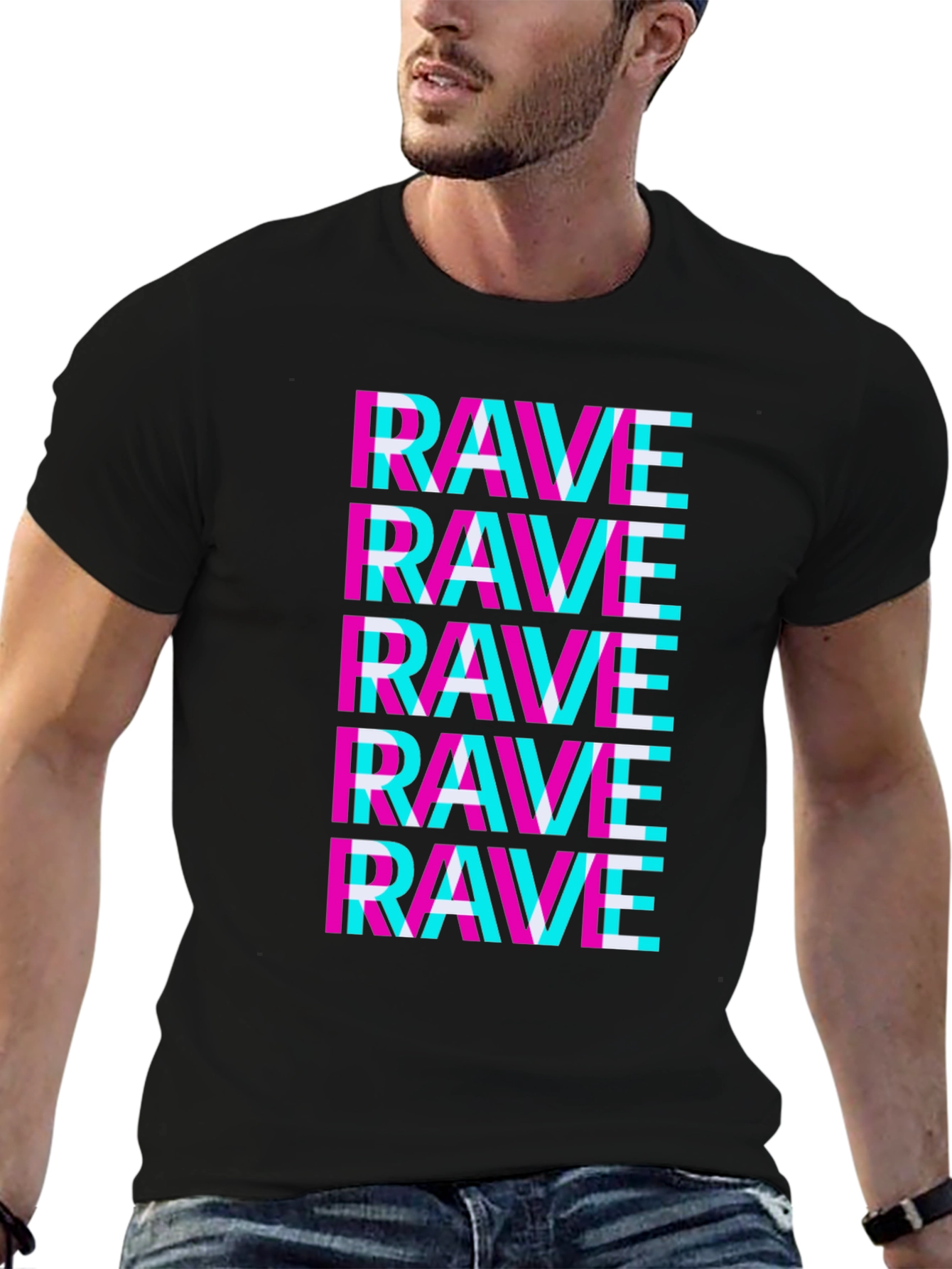 Rave Glitch T-Shirt - Neon Party Vibes