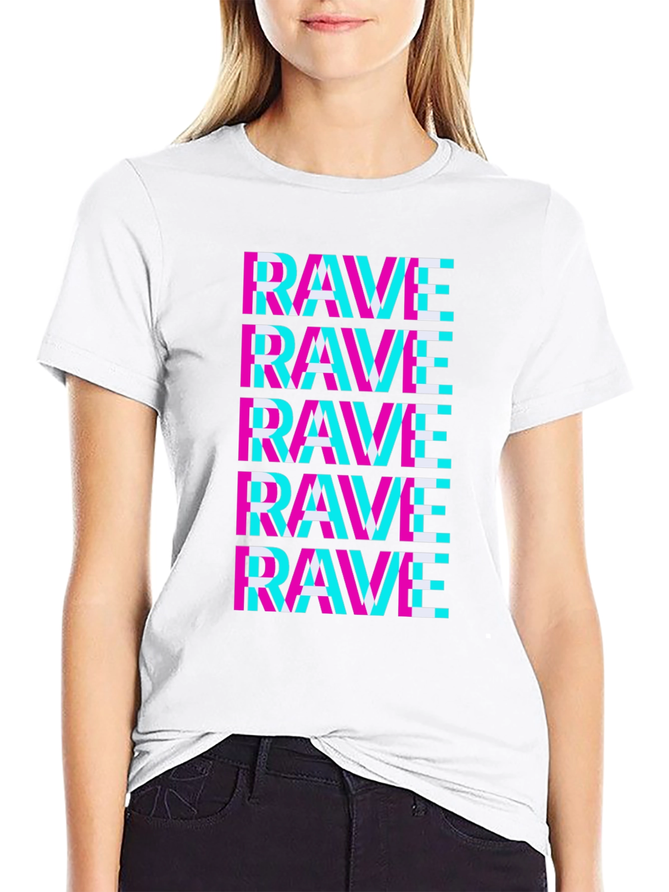 Rave Glitch T-Shirt - Neon Party Vibes