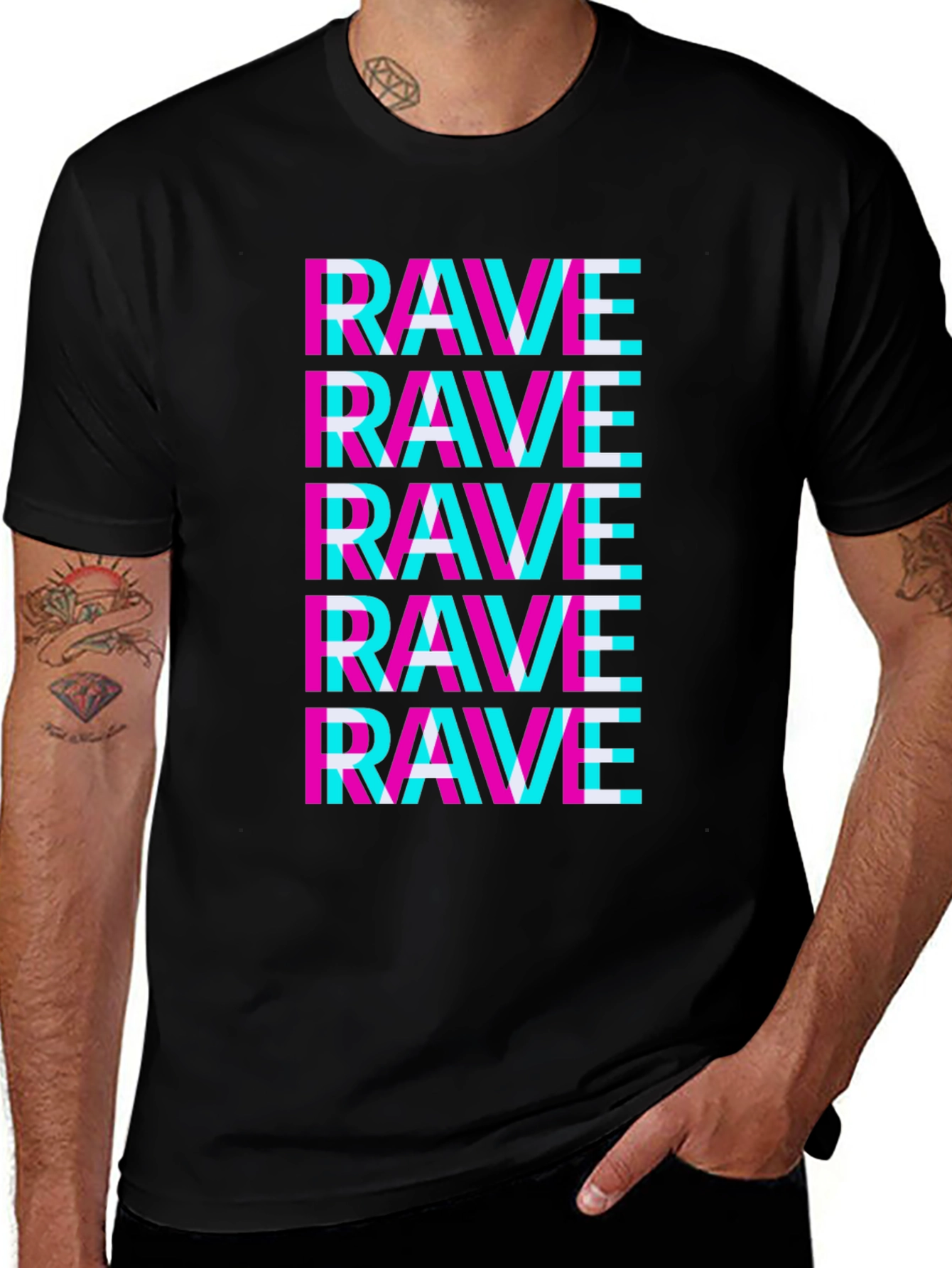 Rave Glitch T-Shirt - Neon Party Vibes