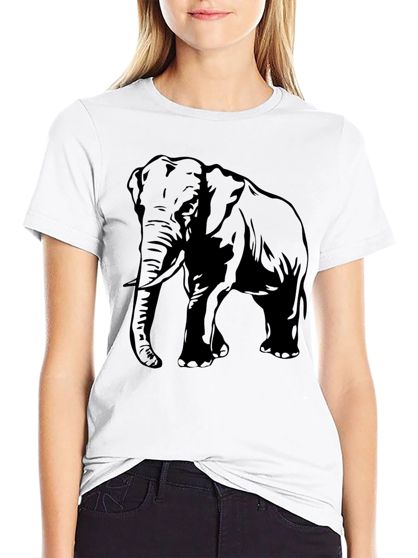 Elephant Graphic Tee - Black Cotton Comfort