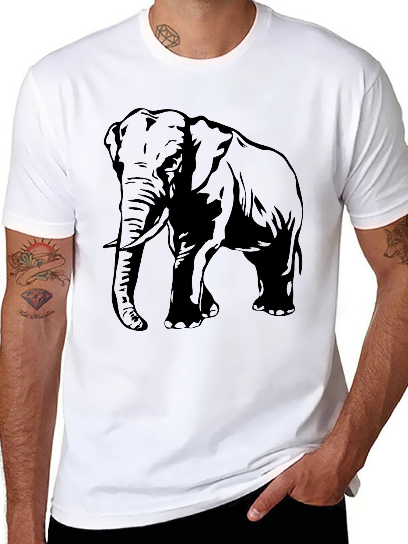 Elephant Graphic Tee - Black Cotton Comfort