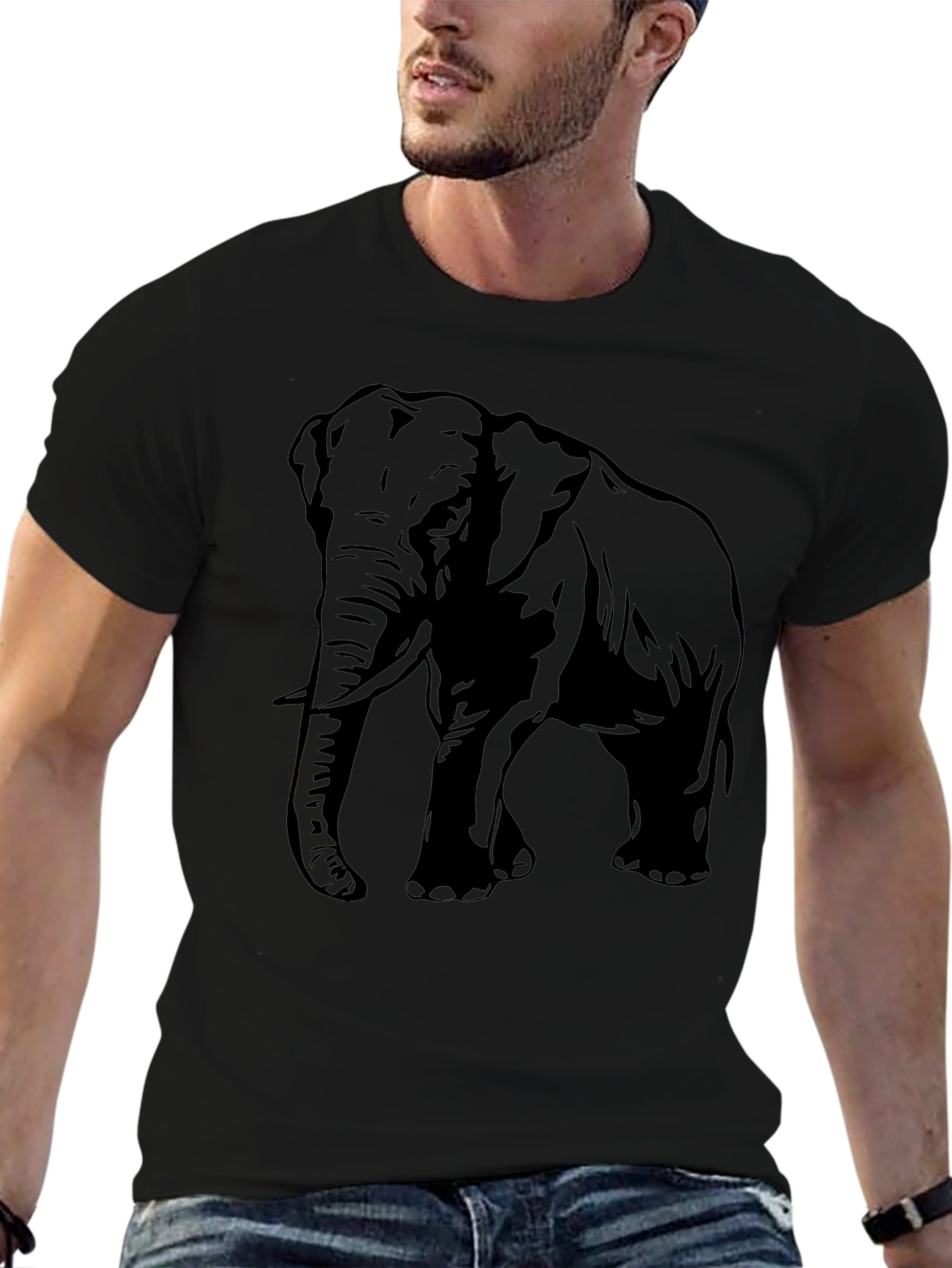 Elephant Graphic Tee - Black Cotton Comfort