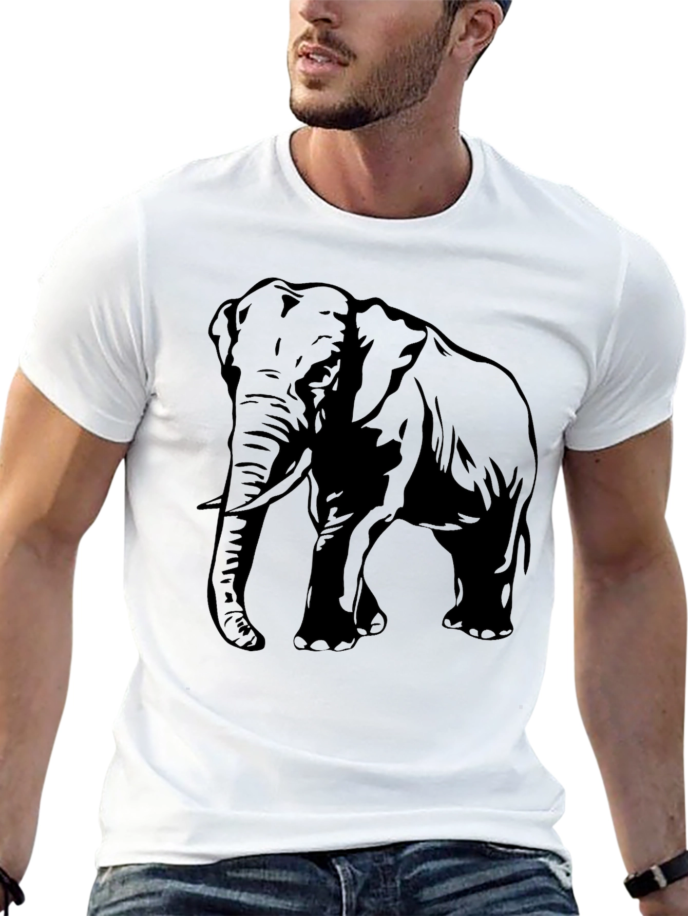Elephant Graphic Tee - Black Cotton Comfort