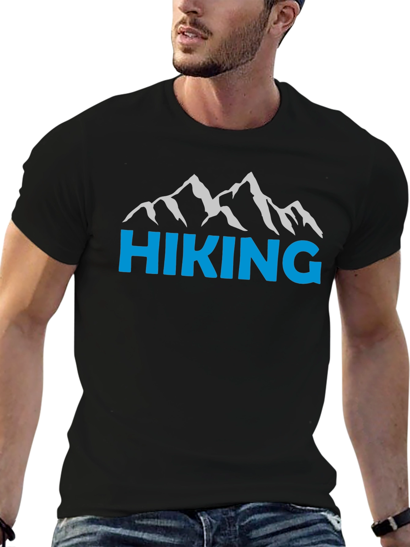 Hiking Mountain Graphic Black T-Shirt