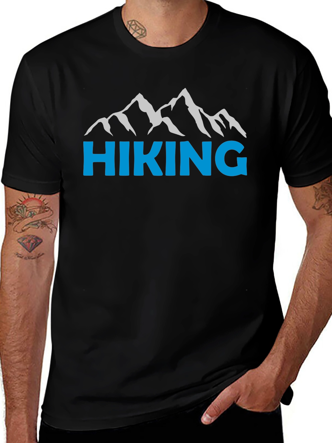 Hiking Mountain Graphic Black T-Shirt
