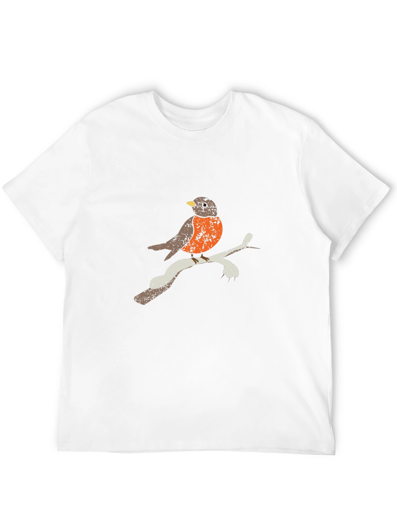 Robin Bird Graphic Tee - Black Cotton T-Shirt