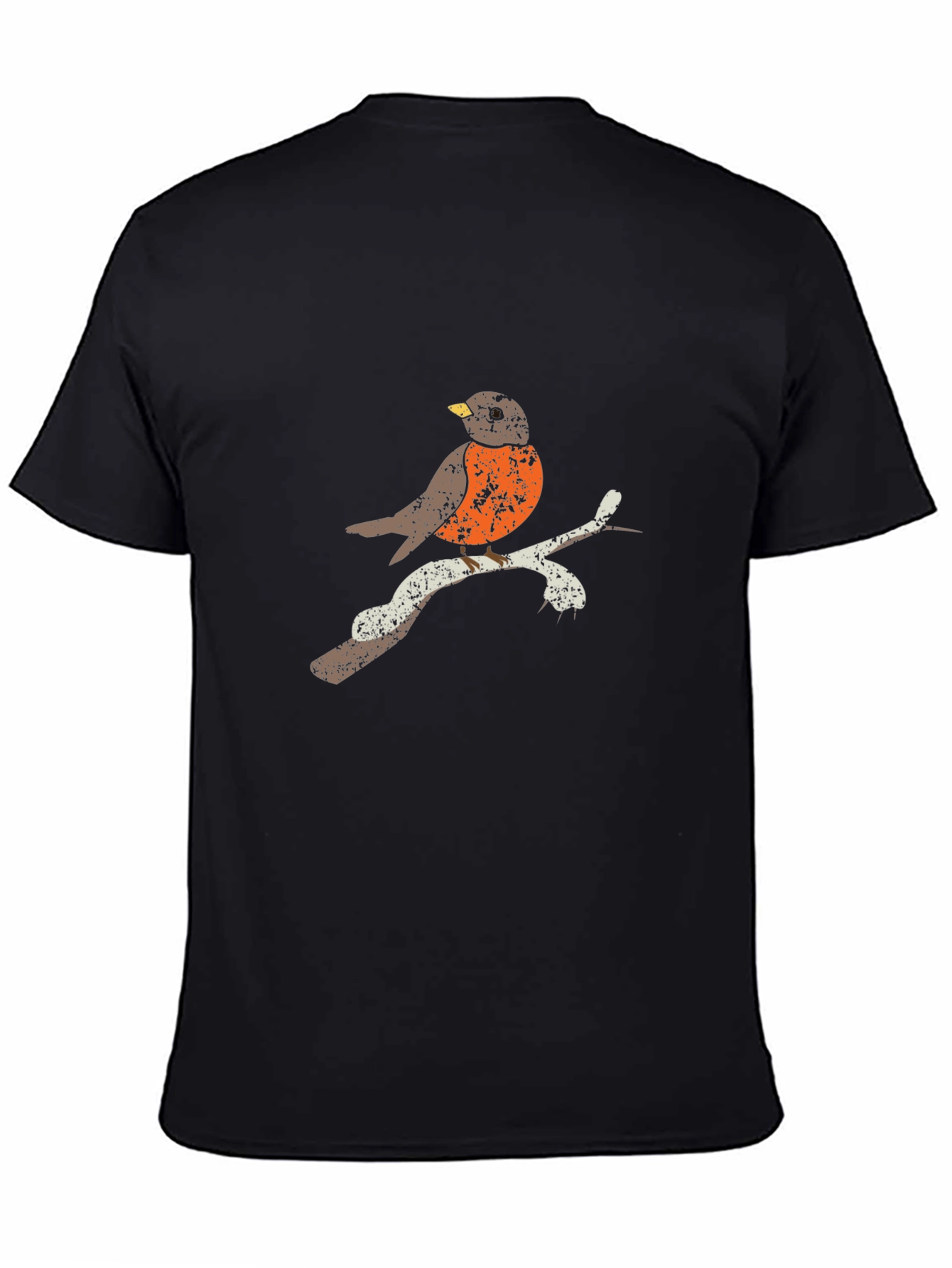 Robin Bird Graphic Tee - Black Cotton T-Shirt