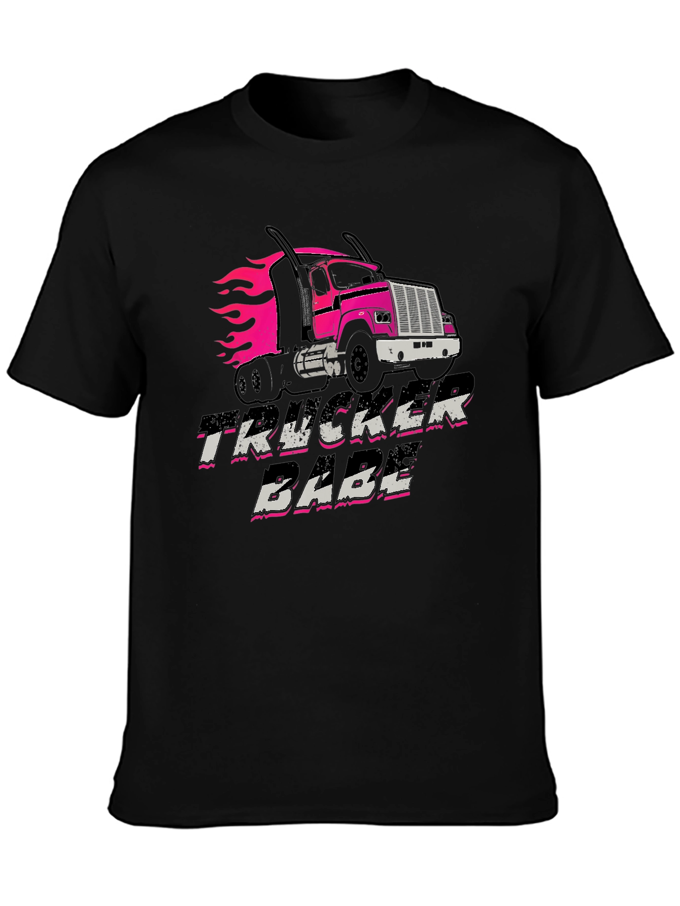 Trucker Babe Graphic Tee - Black
