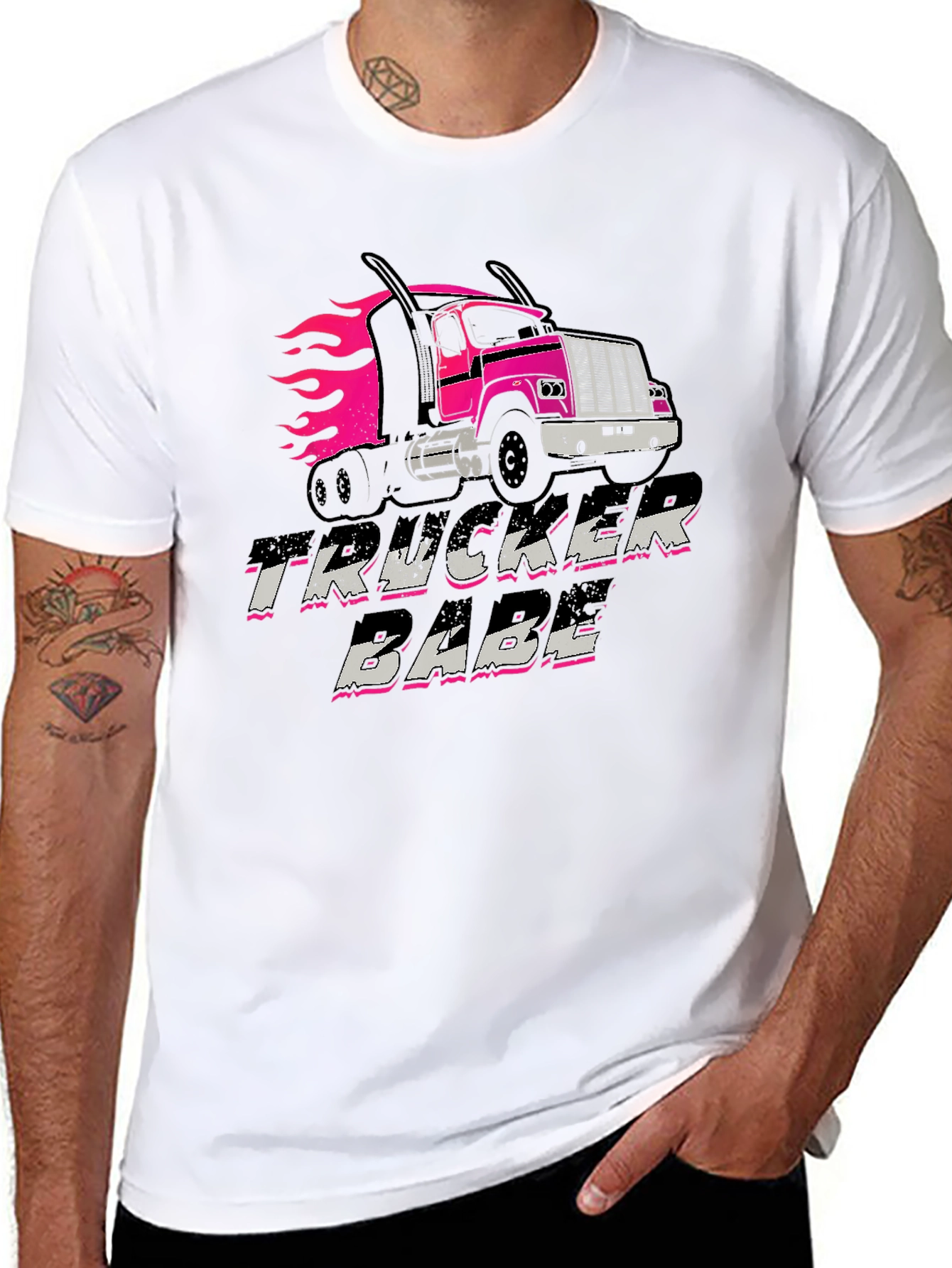 Trucker Babe Graphic Tee - Black