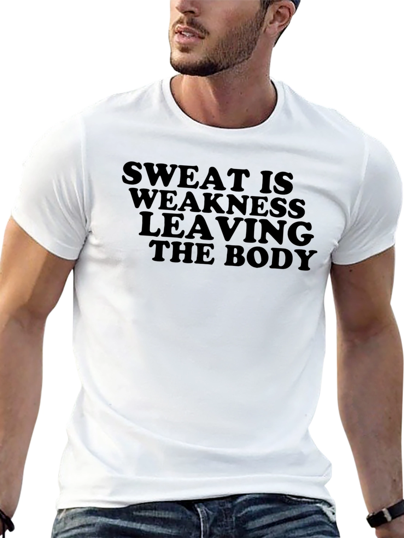 Sweat is Weakness Black Graphic T-Shirt