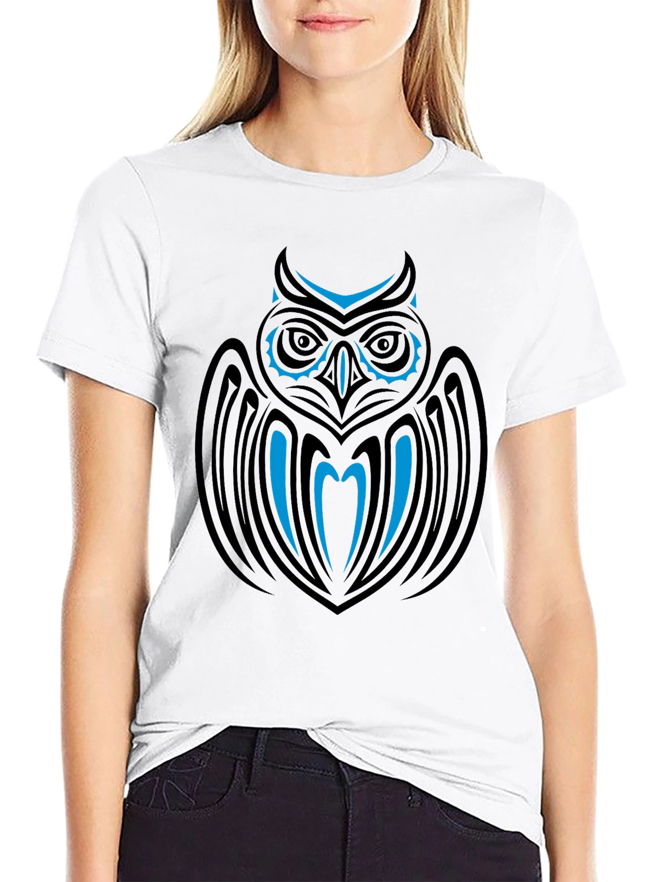 Tribal Owl Graphic Black T-Shirt
