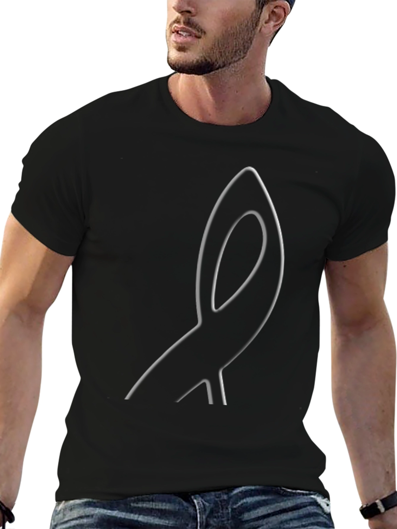 Minimalist Ear Graphic Black T-Shirt