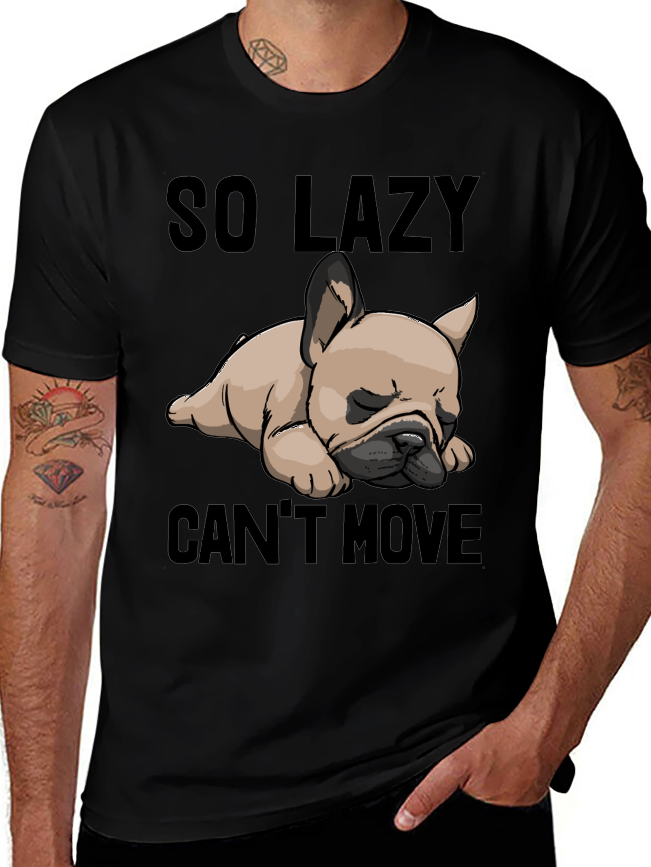 So Lazy Cant Move Bulldog T-Shirt