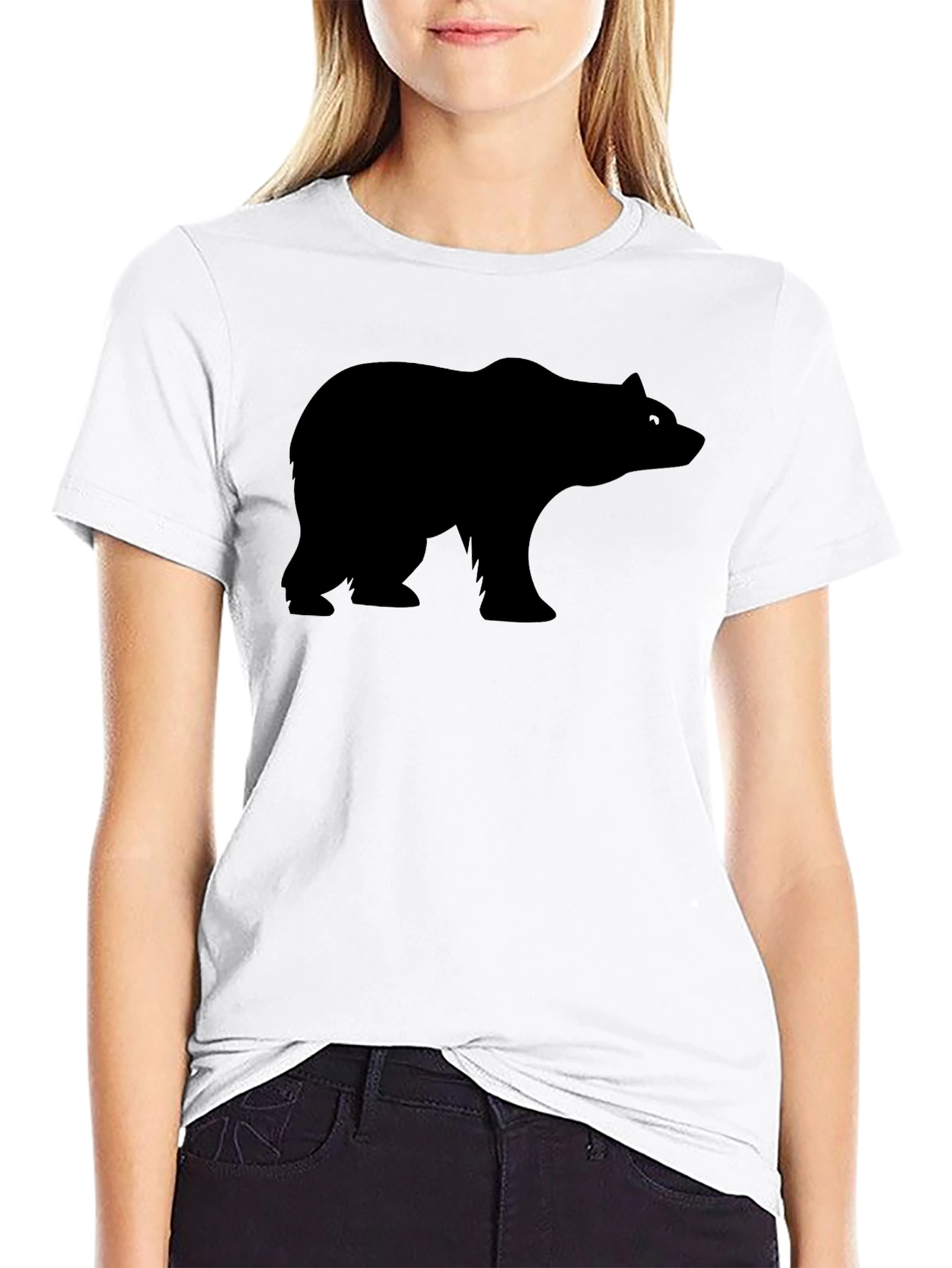 Mens Black Bear Silhouette Graphic T-Shirt