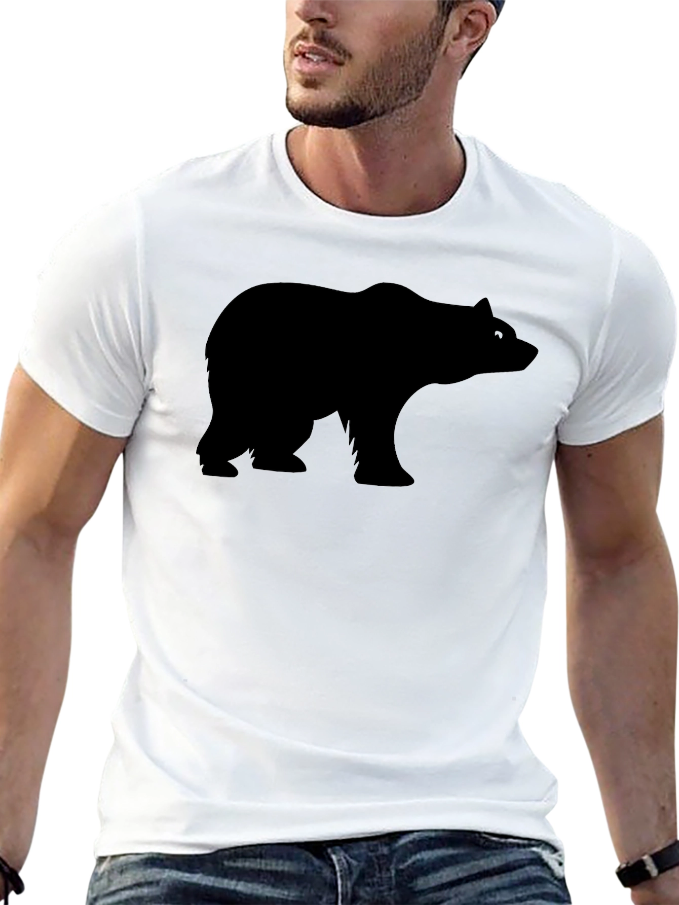Mens Black Bear Silhouette Graphic T-Shirt