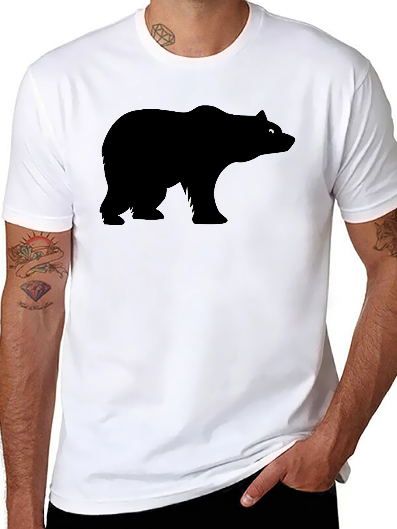 Mens Black Bear Silhouette Graphic T-Shirt
