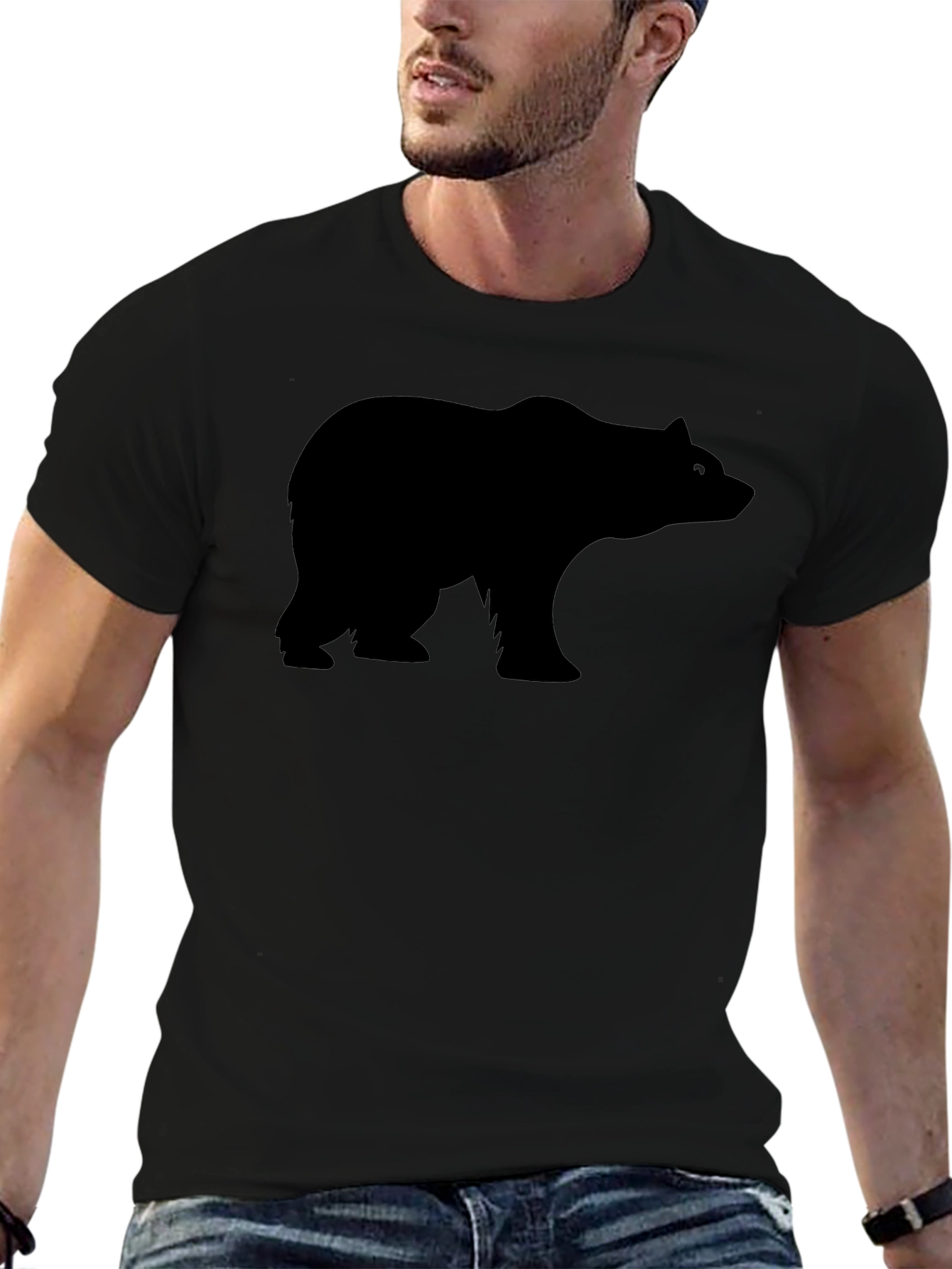 Mens Black Bear Silhouette Graphic T-Shirt