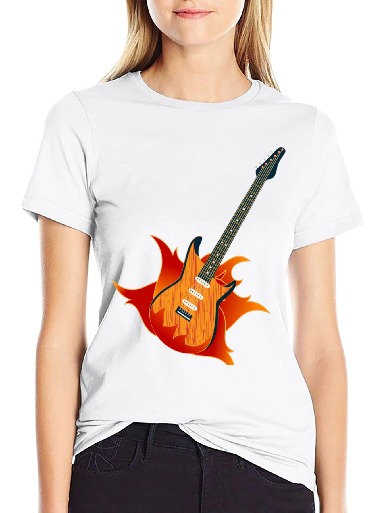 Flaming Guitar Graphic Tee - Rock On!