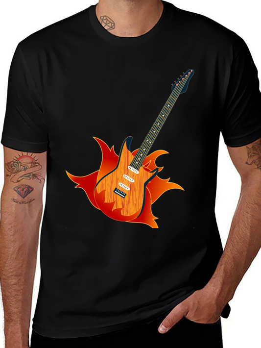 Flaming Guitar Graphic Tee - Rock On!