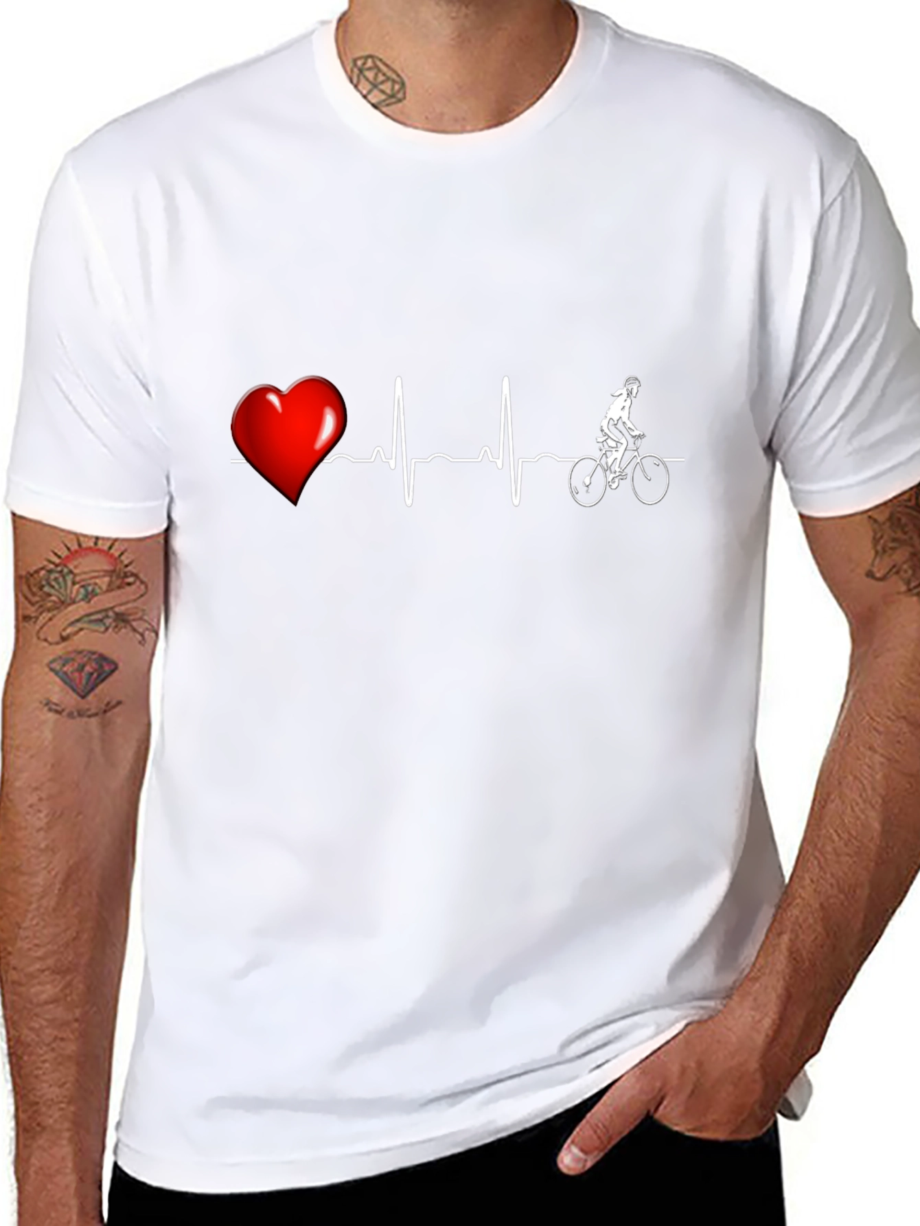 Heartbeat Cyclist Graphic Tee - Black