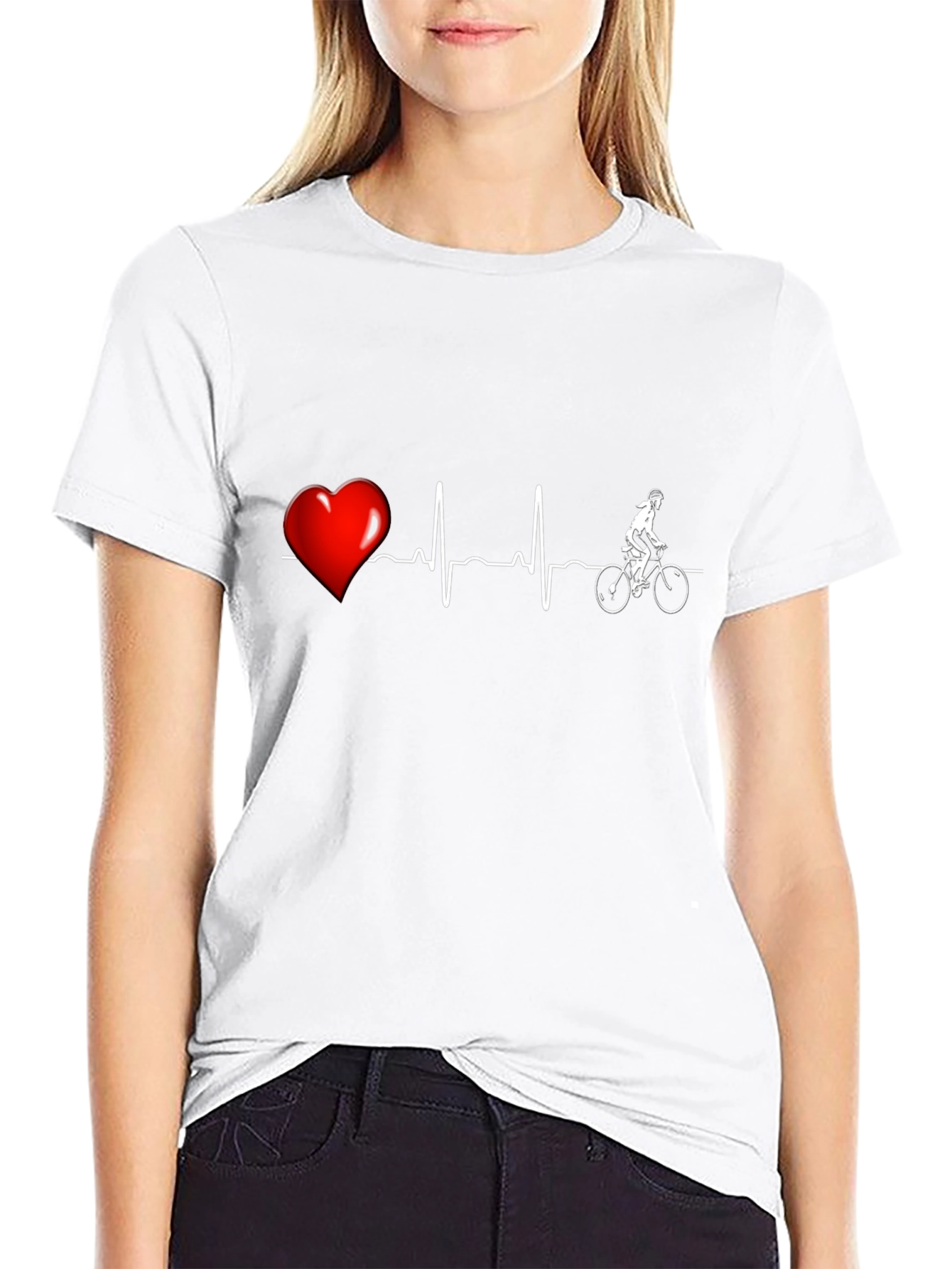 Heartbeat Cyclist Graphic Tee - Black