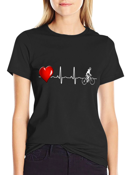 Heartbeat Cyclist Graphic Tee - Black