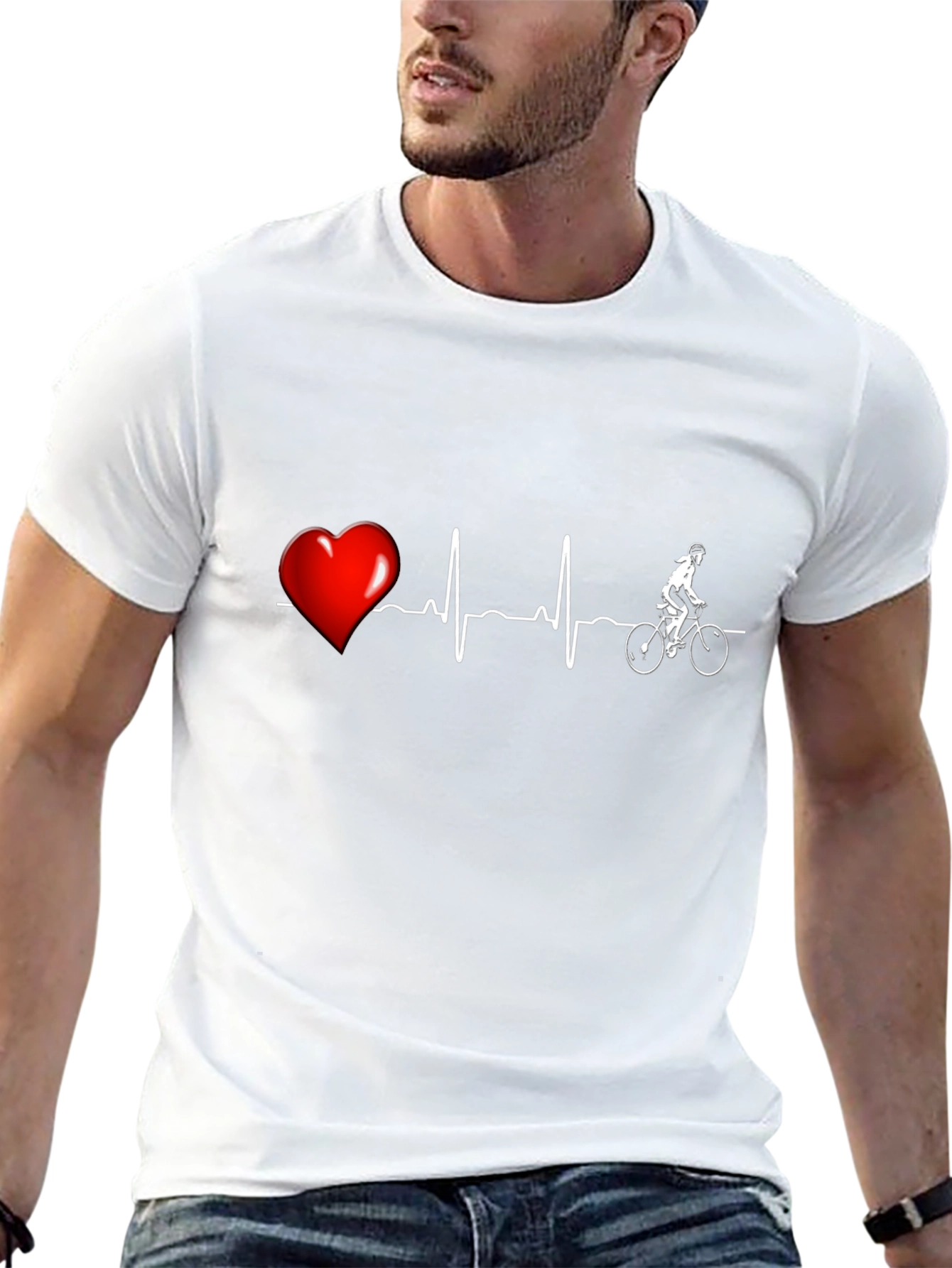 Heartbeat Cyclist Graphic Tee - Black