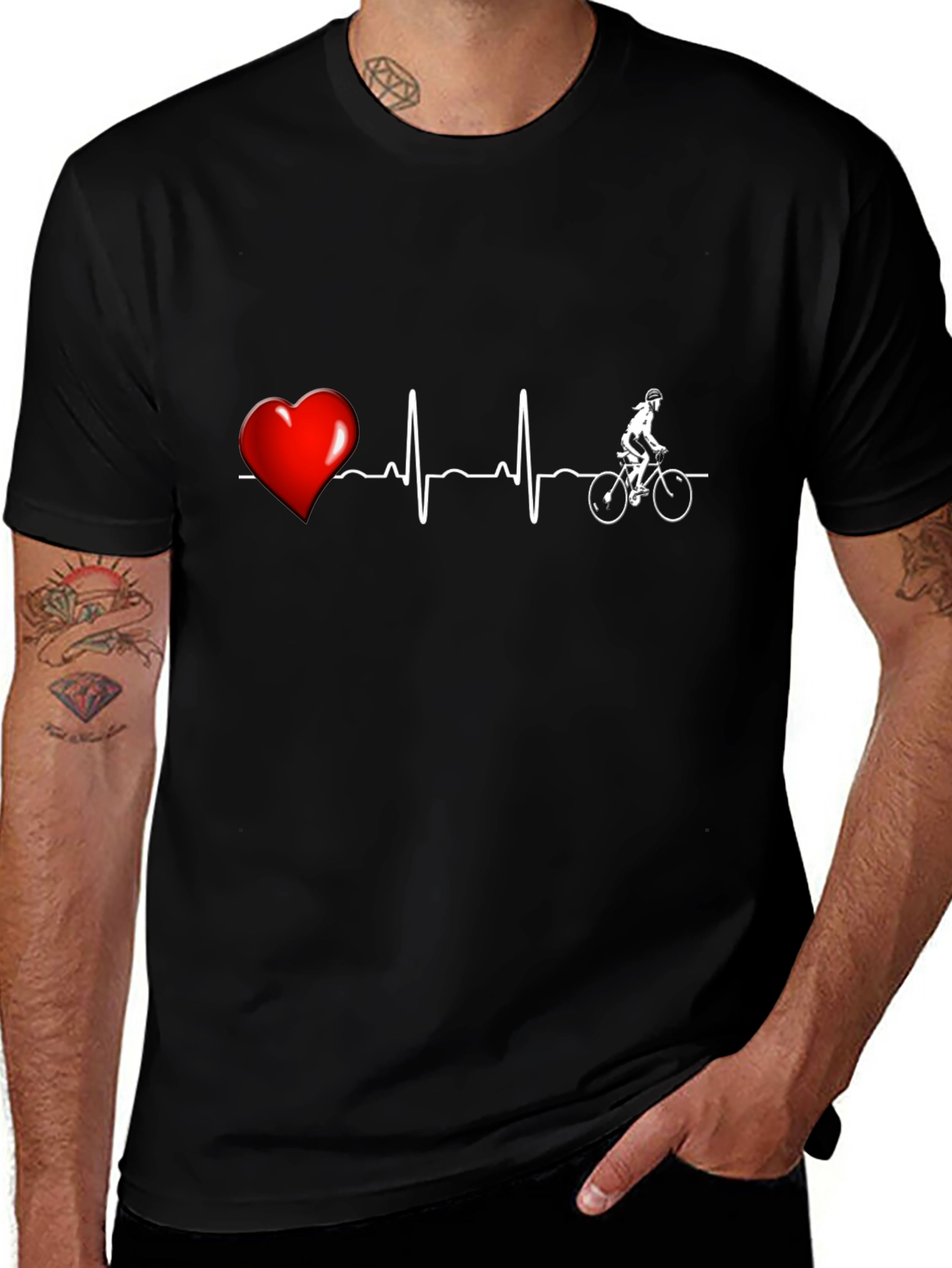 Heartbeat Cyclist Graphic Tee - Black