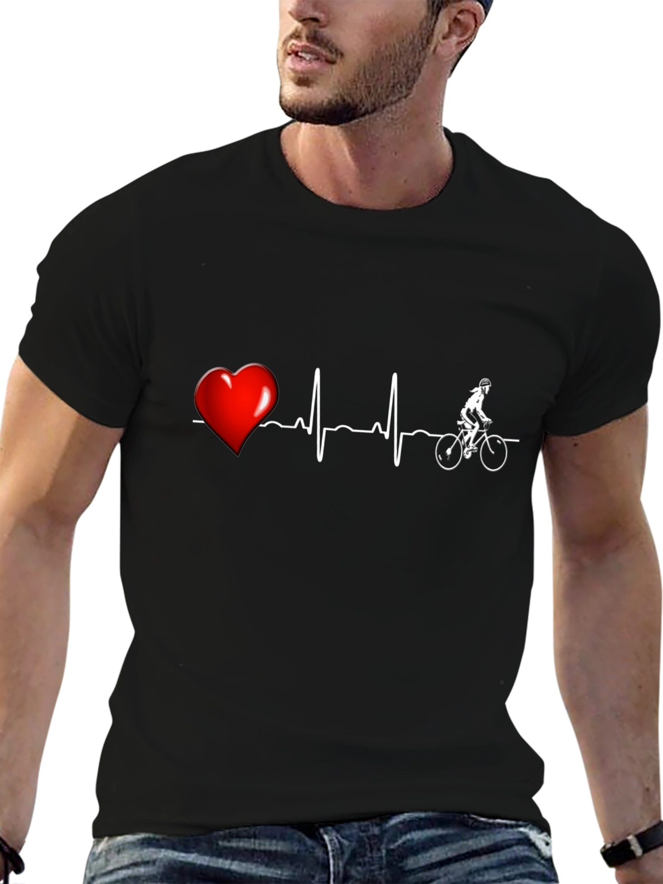 Heartbeat Cyclist Graphic Tee - Black