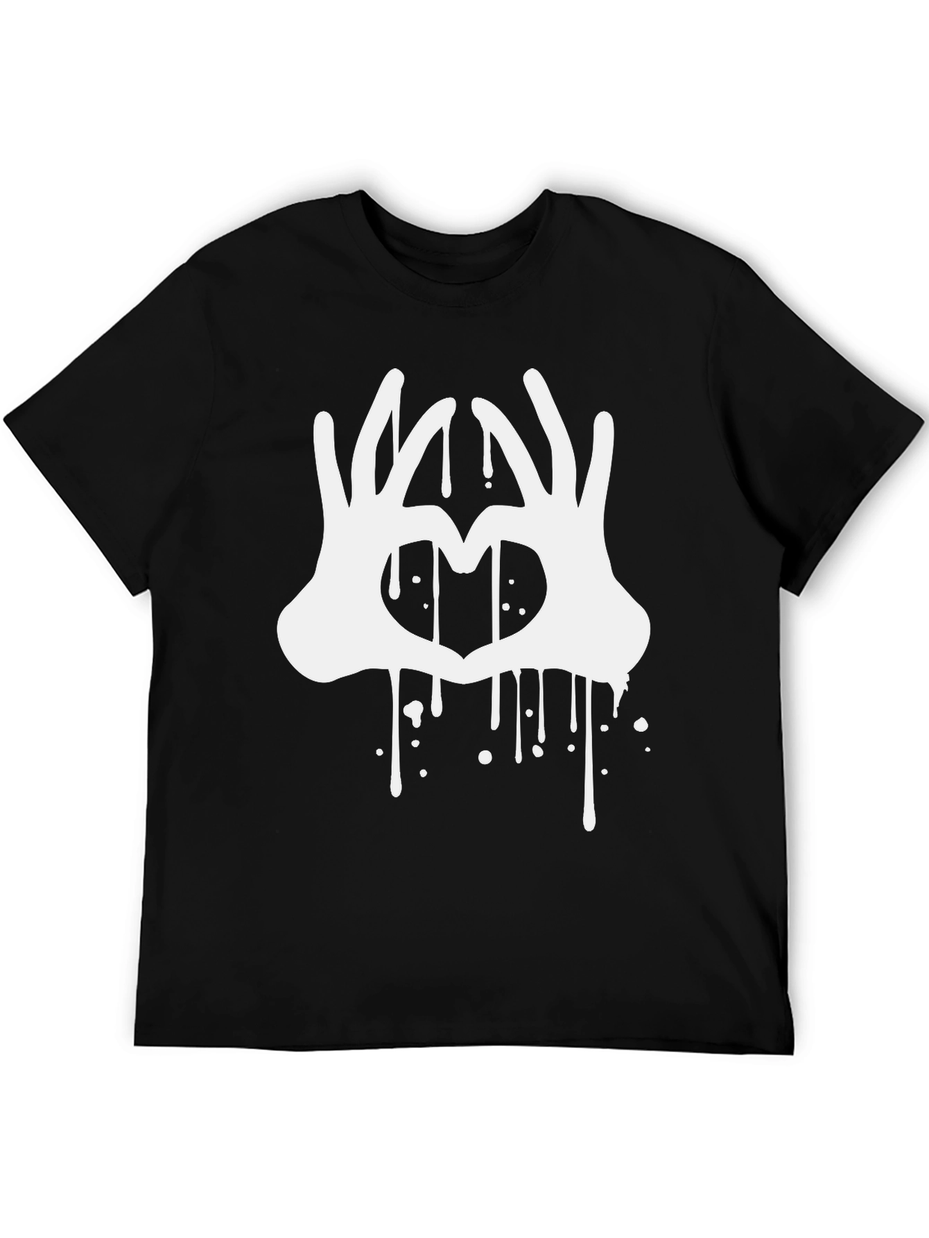 Heart Hands Drip Graphic Black T-Shirt