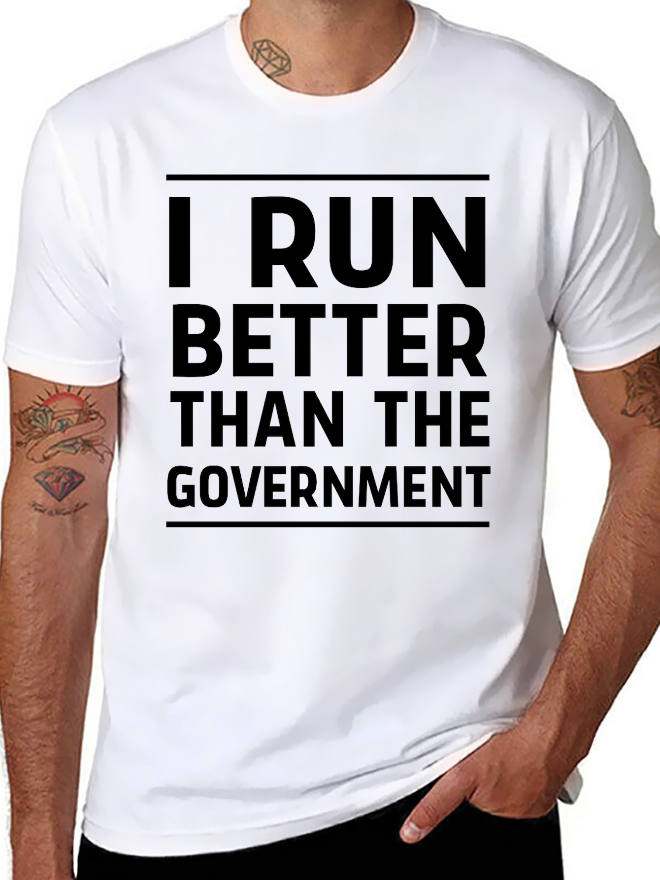 I Run Better Than The Government Black T-Shirt