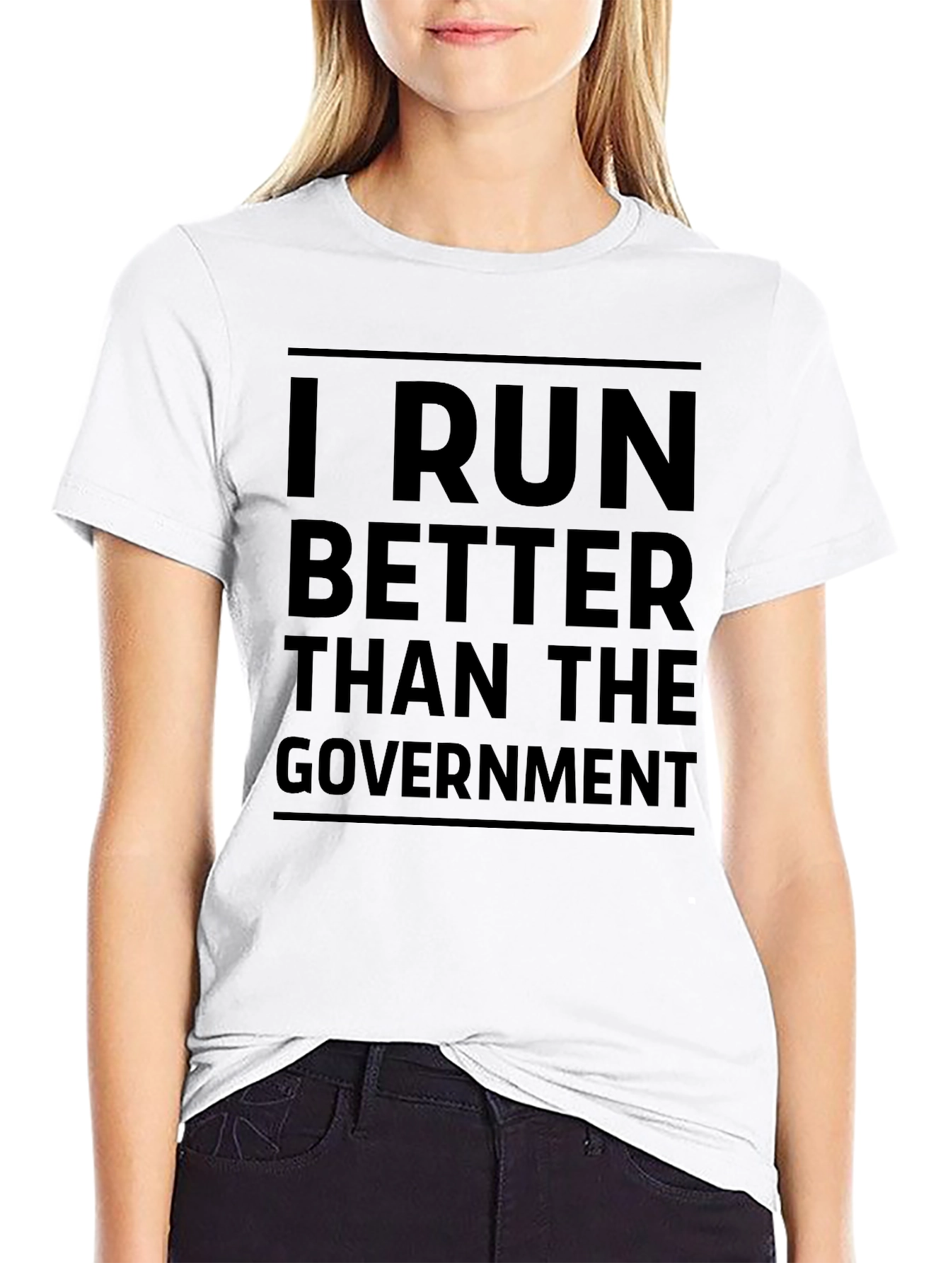 I Run Better Than The Government Black T-Shirt