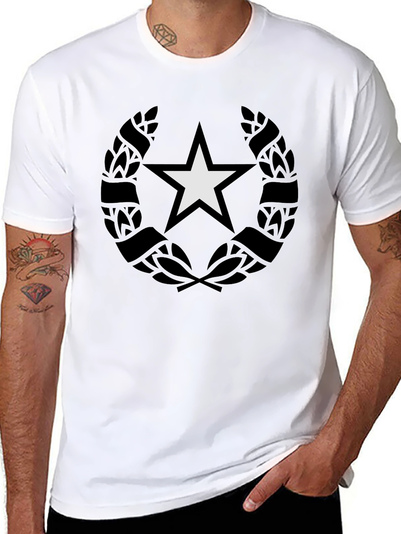 Star Wreath Graphic Black T-Shirt
