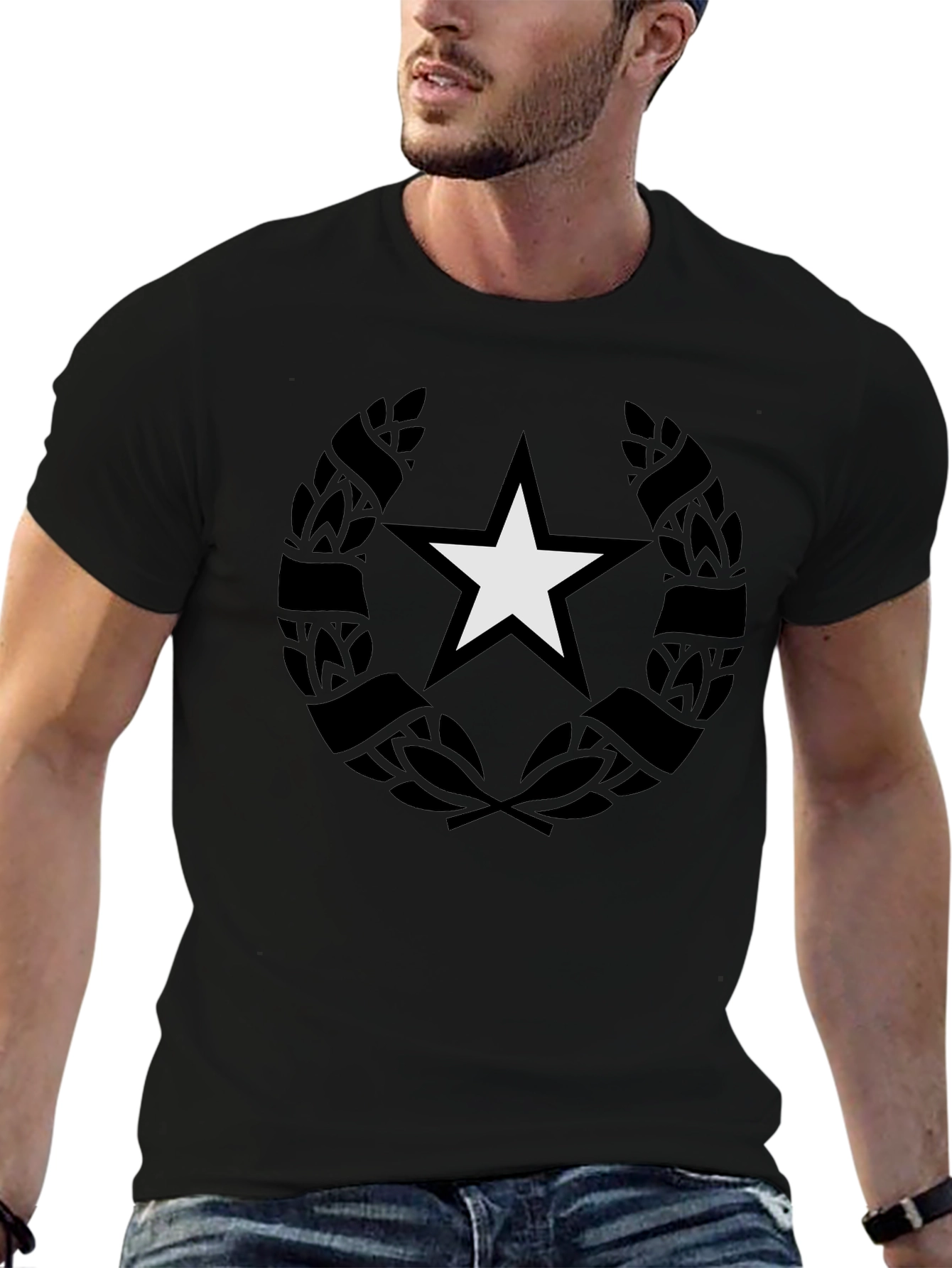 Star Wreath Graphic Black T-Shirt