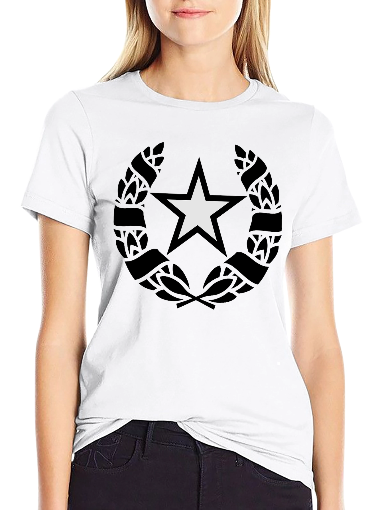 Star Wreath Graphic Black T-Shirt