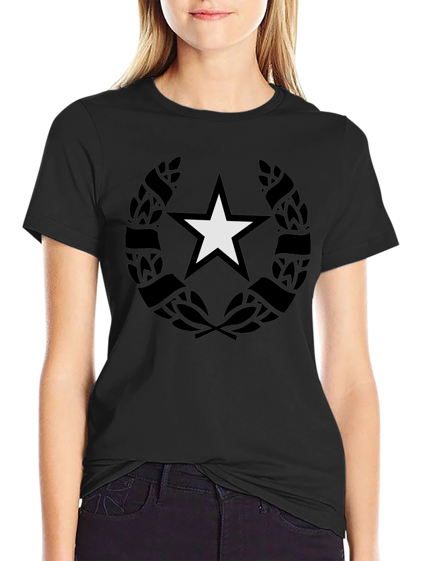 Star Wreath Graphic Black T-Shirt