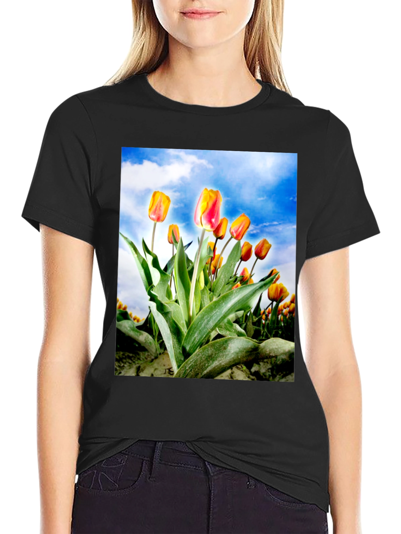 Tulip Field T-Shirt - Artistic Floral Design