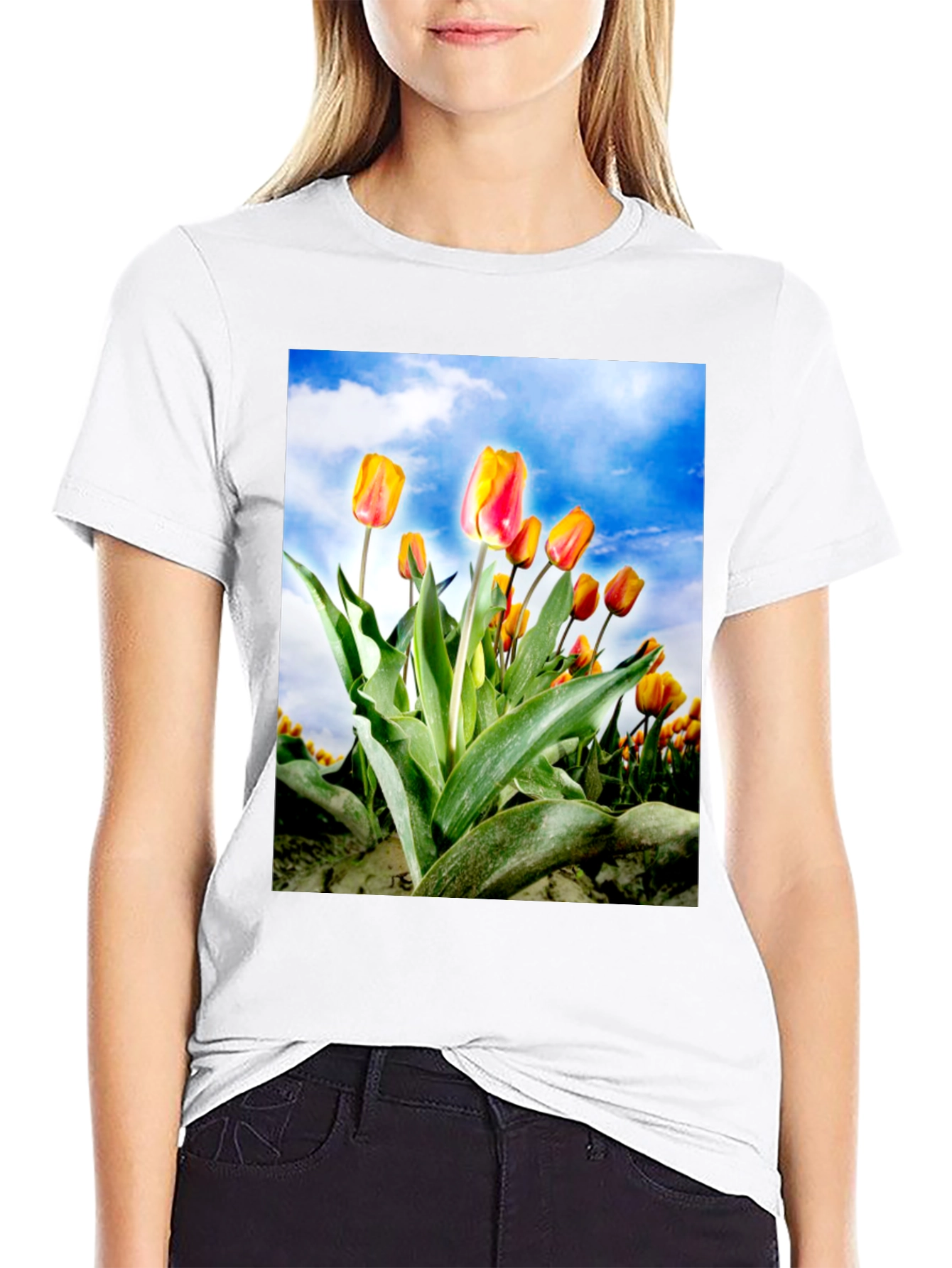 Tulip Field T-Shirt - Artistic Floral Design